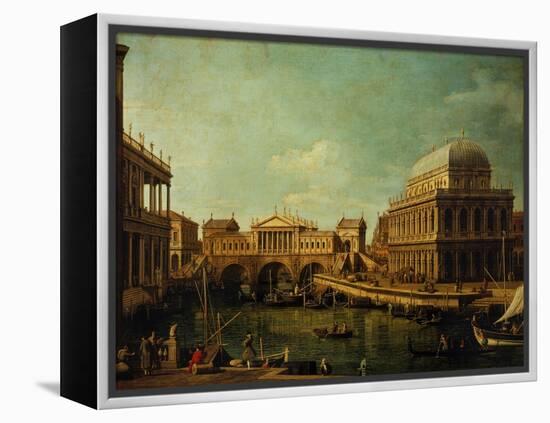 Basilica of Vicenza and the Rialto Bridge-Canaletto-Framed Premier Image Canvas