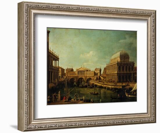 Basilica of Vicenza and the Rialto Bridge-Canaletto-Framed Giclee Print