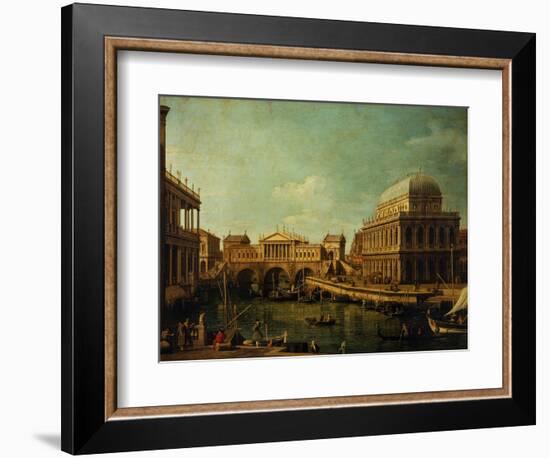 Basilica of Vicenza and the Rialto Bridge-Canaletto-Framed Giclee Print
