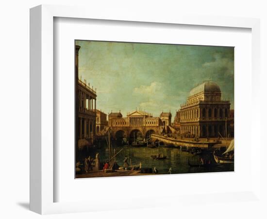 Basilica of Vicenza and the Rialto Bridge-Canaletto-Framed Giclee Print