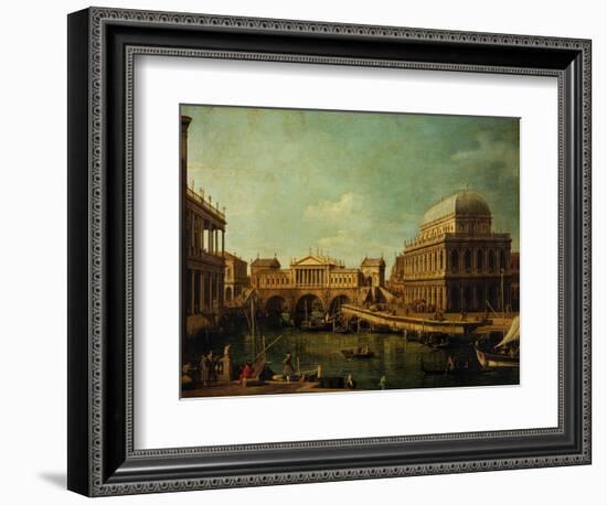 Basilica of Vicenza and the Rialto Bridge-Canaletto-Framed Giclee Print