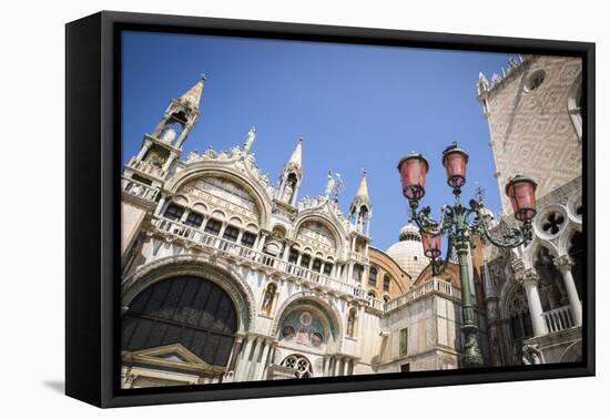 Basilica San Marcoand street lamp, Venice, Veneto, Italy-Russ Bishop-Framed Premier Image Canvas