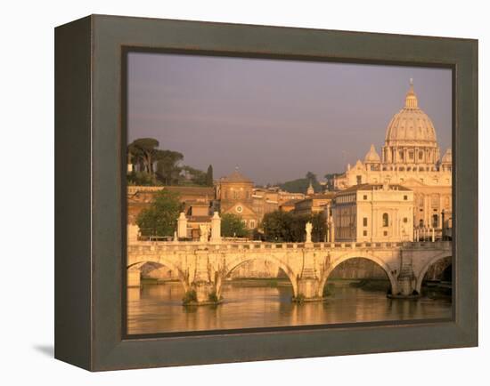 Basilica San Pietro and Ponte Sant Angelo, The Vatican, Rome, Italy-Walter Bibikow-Framed Premier Image Canvas