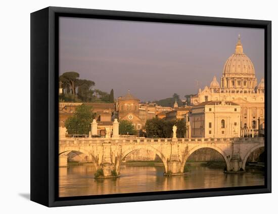 Basilica San Pietro and Ponte Sant Angelo, The Vatican, Rome, Italy-Walter Bibikow-Framed Premier Image Canvas