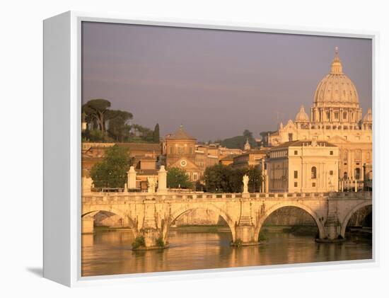 Basilica San Pietro and Ponte Sant Angelo, The Vatican, Rome, Italy-Walter Bibikow-Framed Premier Image Canvas