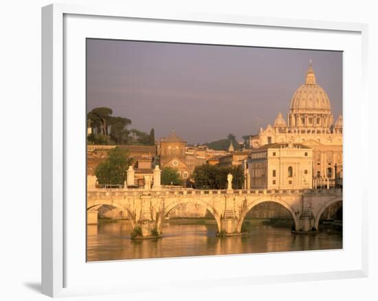 Basilica San Pietro and Ponte Sant Angelo, The Vatican, Rome, Italy-Walter Bibikow-Framed Photographic Print