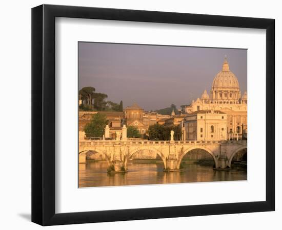 Basilica San Pietro and Ponte Sant Angelo, The Vatican, Rome, Italy-Walter Bibikow-Framed Photographic Print