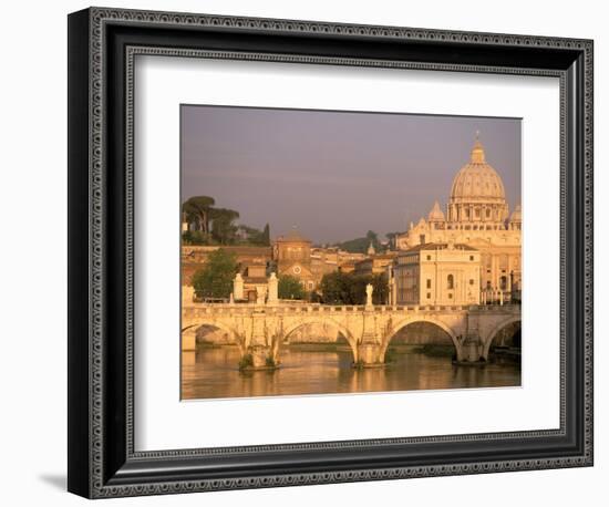 Basilica San Pietro and Ponte Sant Angelo, The Vatican, Rome, Italy-Walter Bibikow-Framed Photographic Print