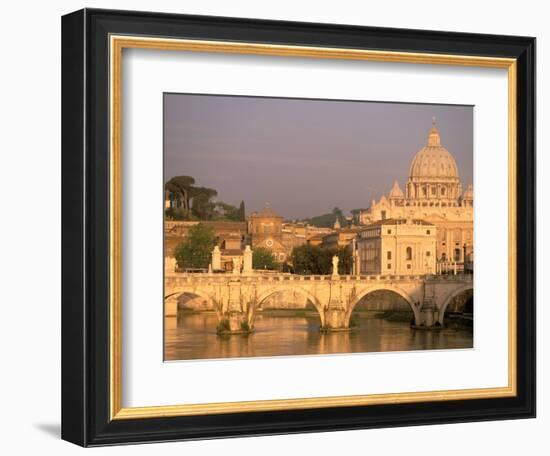 Basilica San Pietro and Ponte Sant Angelo, The Vatican, Rome, Italy-Walter Bibikow-Framed Photographic Print