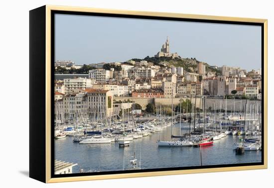 Basilique Notre-Dame De La Garde, Old Port of Marseille Harbour (Vieux Port), Marseille-Chris Hepburn-Framed Premier Image Canvas