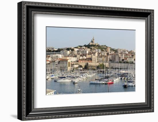 Basilique Notre-Dame De La Garde, Old Port of Marseille Harbour (Vieux Port), Marseille-Chris Hepburn-Framed Photographic Print