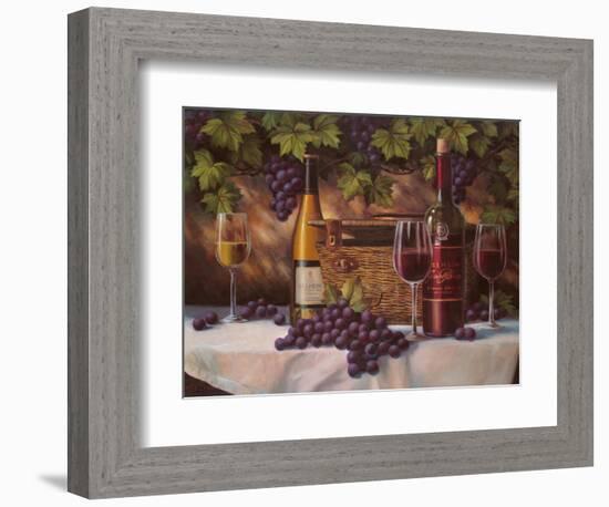 Basket, Bottles & Grapes-Unknown Chiu-Framed Art Print