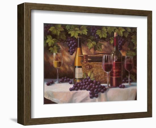 Basket, Bottles & Grapes-Unknown Chiu-Framed Art Print