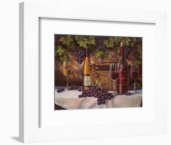 Basket, Bottles & Grapes-Unknown Chiu-Framed Art Print