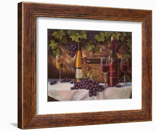 Basket, Bottles & Grapes-Unknown Chiu-Framed Art Print