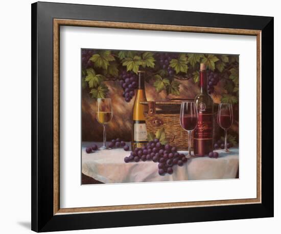 Basket, Bottles & Grapes-Unknown Chiu-Framed Art Print