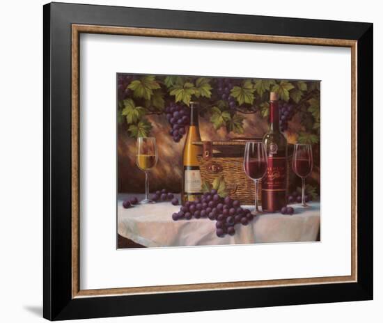 Basket, Bottles & Grapes-Unknown Chiu-Framed Art Print