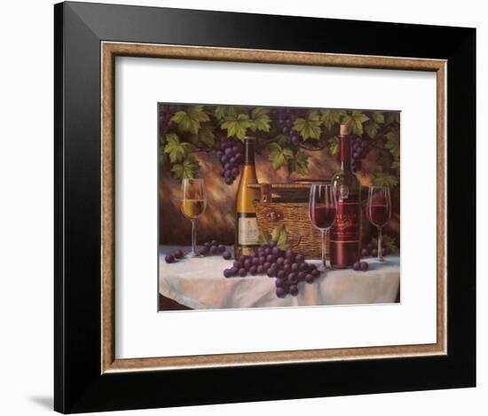 Basket, Bottles & Grapes-Unknown Chiu-Framed Art Print