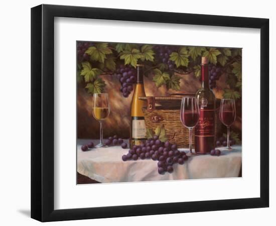 Basket, Bottles & Grapes-Unknown Chiu-Framed Art Print