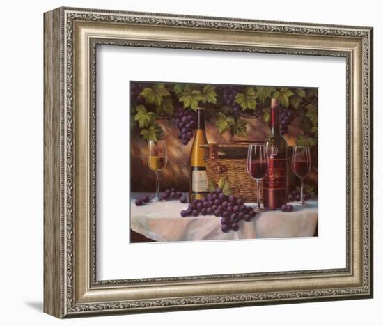 Basket, Bottles & Grapes-Unknown Chiu-Framed Art Print