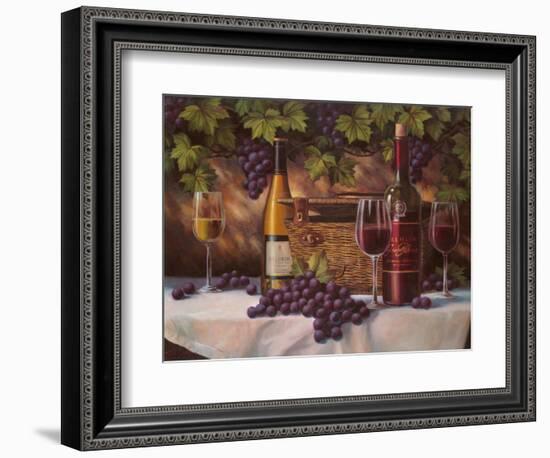 Basket, Bottles & Grapes-Unknown Chiu-Framed Art Print