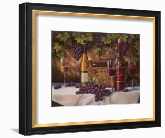 Basket, Bottles & Grapes-Unknown Chiu-Framed Art Print