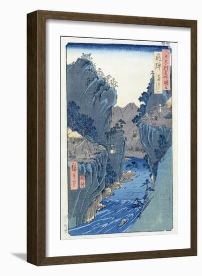 Basket Ferry, Kagowatashi, Hida Province-Ando Hiroshige-Framed Giclee Print