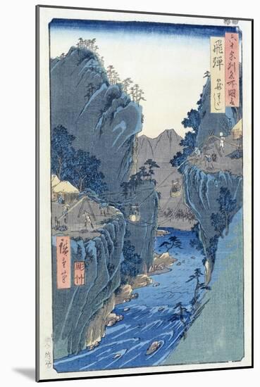 Basket Ferry, Kagowatashi, Hida Province-Ando Hiroshige-Mounted Giclee Print