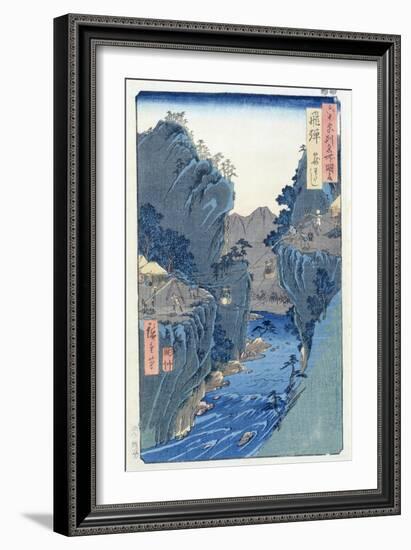 Basket Ferry, Kagowatashi, Hida Province-Ando Hiroshige-Framed Giclee Print