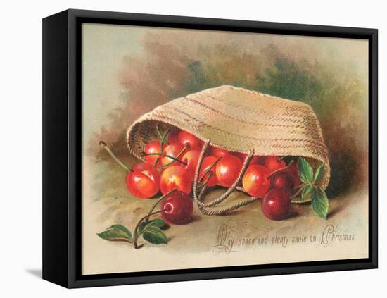 Basket of Cherries, Christmas Card-null-Framed Premier Image Canvas