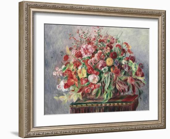 Basket of Flowers, 1890-Pierre-Auguste Renoir-Framed Giclee Print