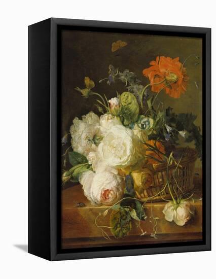 Basket of Flowers. (Undated)-Jan van Huysum-Framed Premier Image Canvas