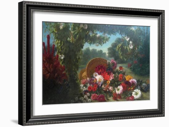 Basket of Flowers-Eugene Delacroix-Framed Art Print