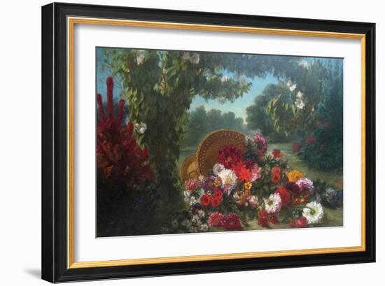 Basket of Flowers-Eugene Delacroix-Framed Art Print