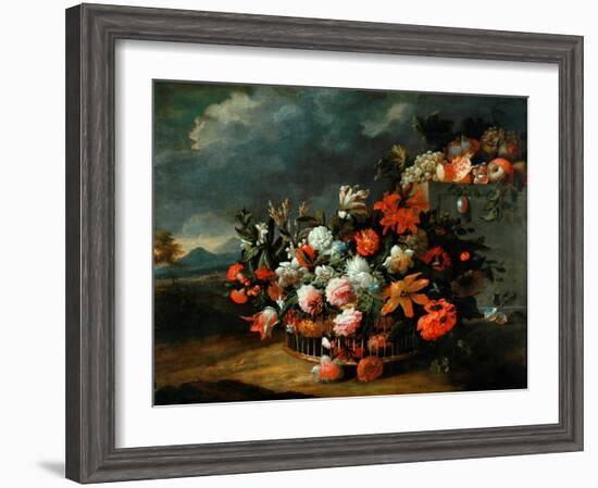 Basket of Flowers-Jean-Baptiste Monnoyer-Framed Giclee Print