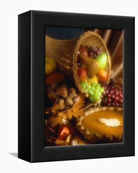 Basket of Fruit and Pumpkin Pie-Tracey Thompson-Framed Premier Image Canvas