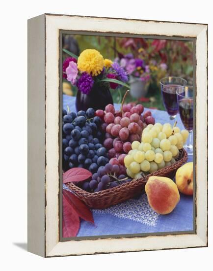 Basket of Grapes with Pears in Foreground-Vladimir Shulevsky-Framed Premier Image Canvas