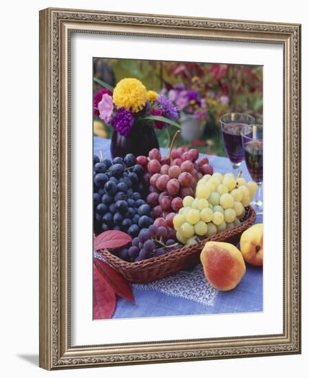 Basket of Grapes with Pears in Foreground-Vladimir Shulevsky-Framed Photographic Print