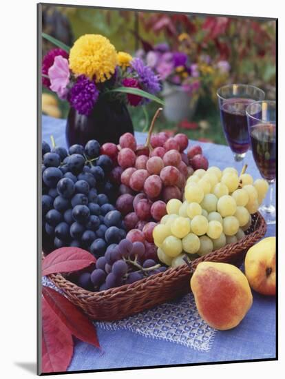 Basket of Grapes with Pears in Foreground-Vladimir Shulevsky-Mounted Photographic Print