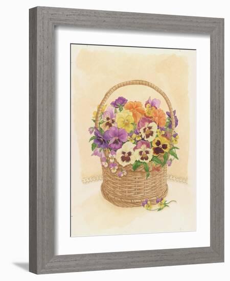 Basket of Pansies, 1998-Linda Benton-Framed Giclee Print