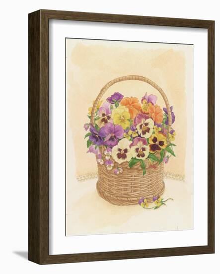 Basket of Pansies, 1998-Linda Benton-Framed Giclee Print