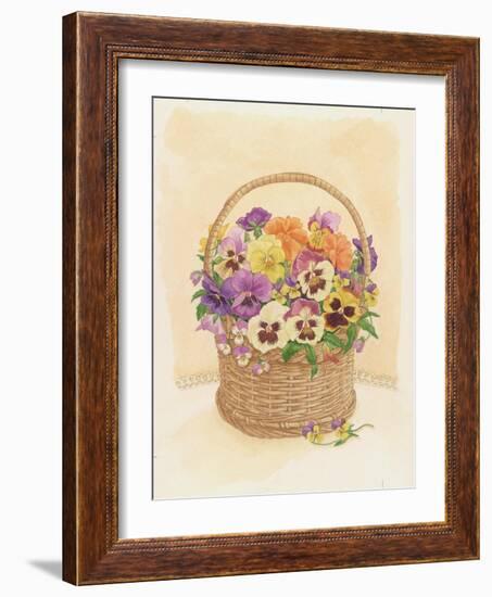 Basket of Pansies, 1998-Linda Benton-Framed Giclee Print