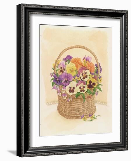 Basket of Pansies, 1998-Linda Benton-Framed Giclee Print