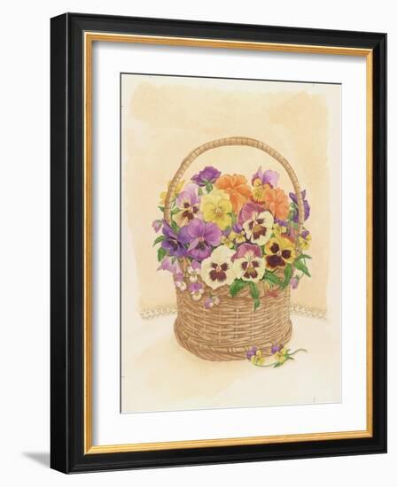 Basket of Pansies, 1998-Linda Benton-Framed Giclee Print