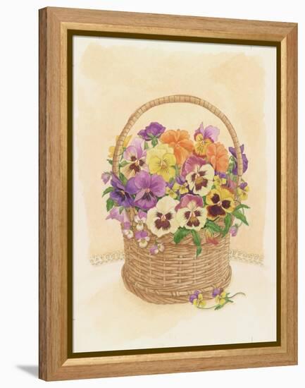 Basket of Pansies, 1998-Linda Benton-Framed Premier Image Canvas