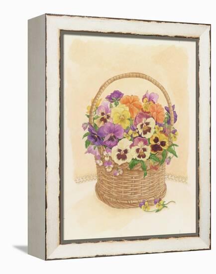 Basket of Pansies, 1998-Linda Benton-Framed Premier Image Canvas