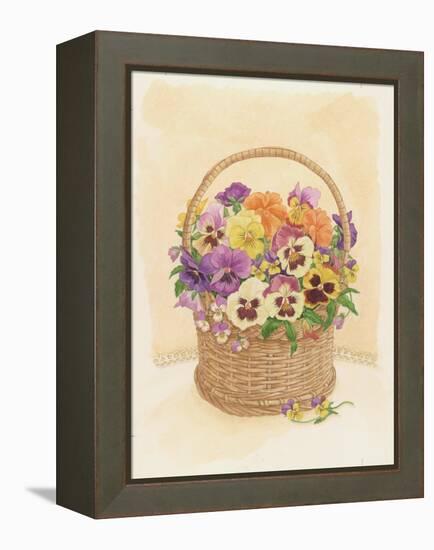 Basket of Pansies, 1998-Linda Benton-Framed Premier Image Canvas