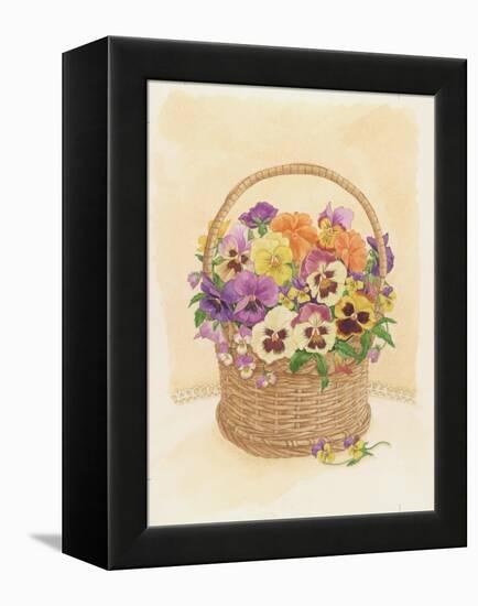 Basket of Pansies, 1998-Linda Benton-Framed Premier Image Canvas