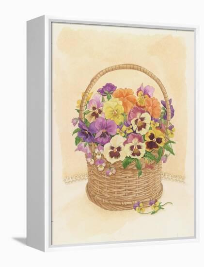 Basket of Pansies, 1998-Linda Benton-Framed Premier Image Canvas