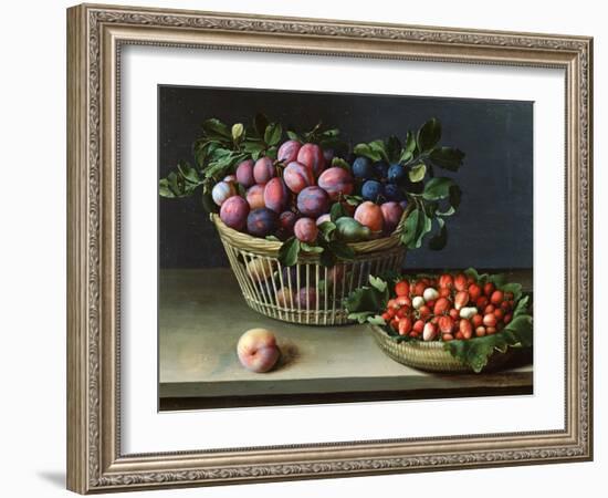 Basket of Plums and Basket of Strawberries, 1632-Louise Moillon-Framed Giclee Print